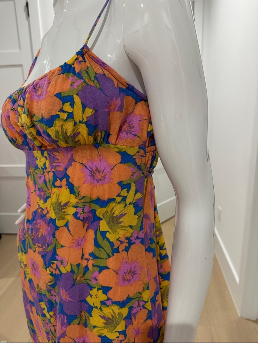Billabong Orange & Purple Floral Spaghetti-Strap Mini Dress - Picture 4 of 5